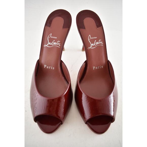 Christian Louboutin Me Dolly 85 Brownie Red Backless Sandal Mule Heel Pump 40 - Picture 7 of 13